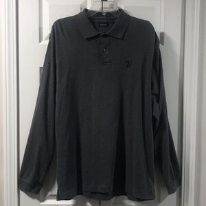 IZOD Men's Dark Gray Long Sleeve Polo